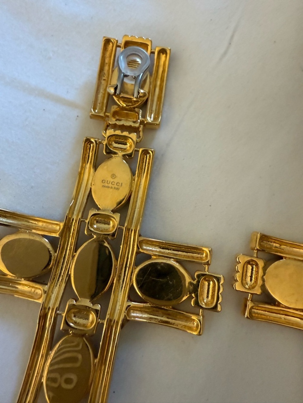 Gucci Large Gold Tone Cross Earrings - Picture 9 of 10